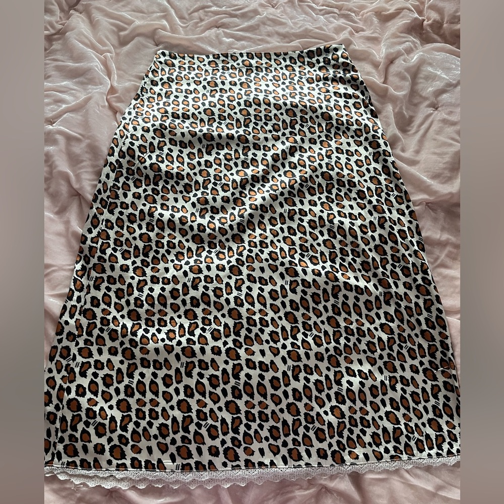 Tunnel Vision Leopard Satin Midi Skirt